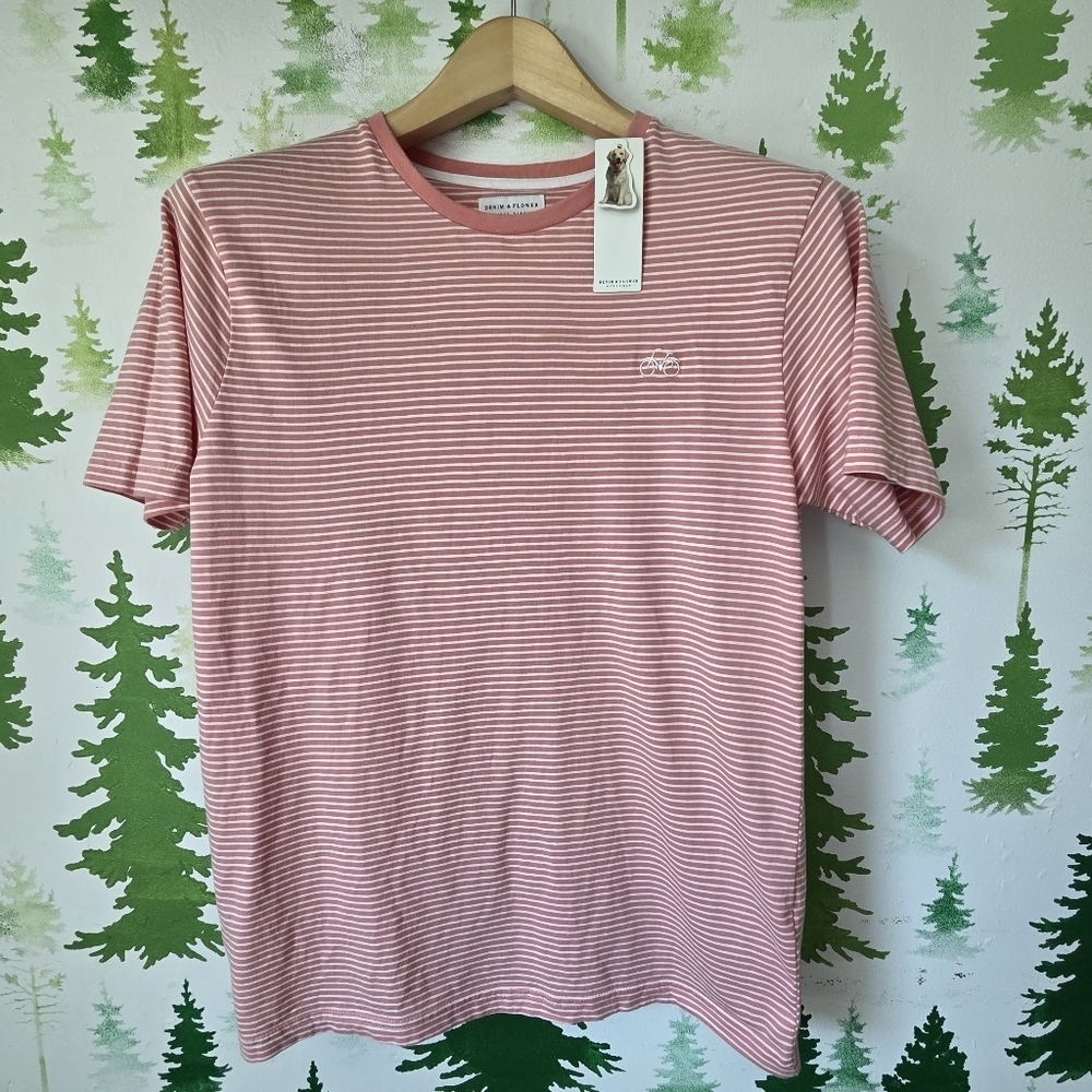 Striped Pink Crewneck Slim Fit T-Shirt
